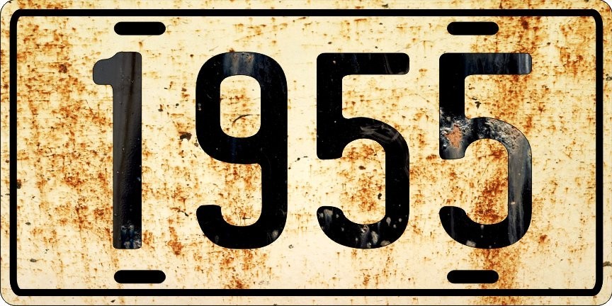 Dodge, Ford or Chevrolet antique vehicle 1955 Weathered License plate Dodge, Ford or Chevrolet antique vehicle 1955 Weathered License plate