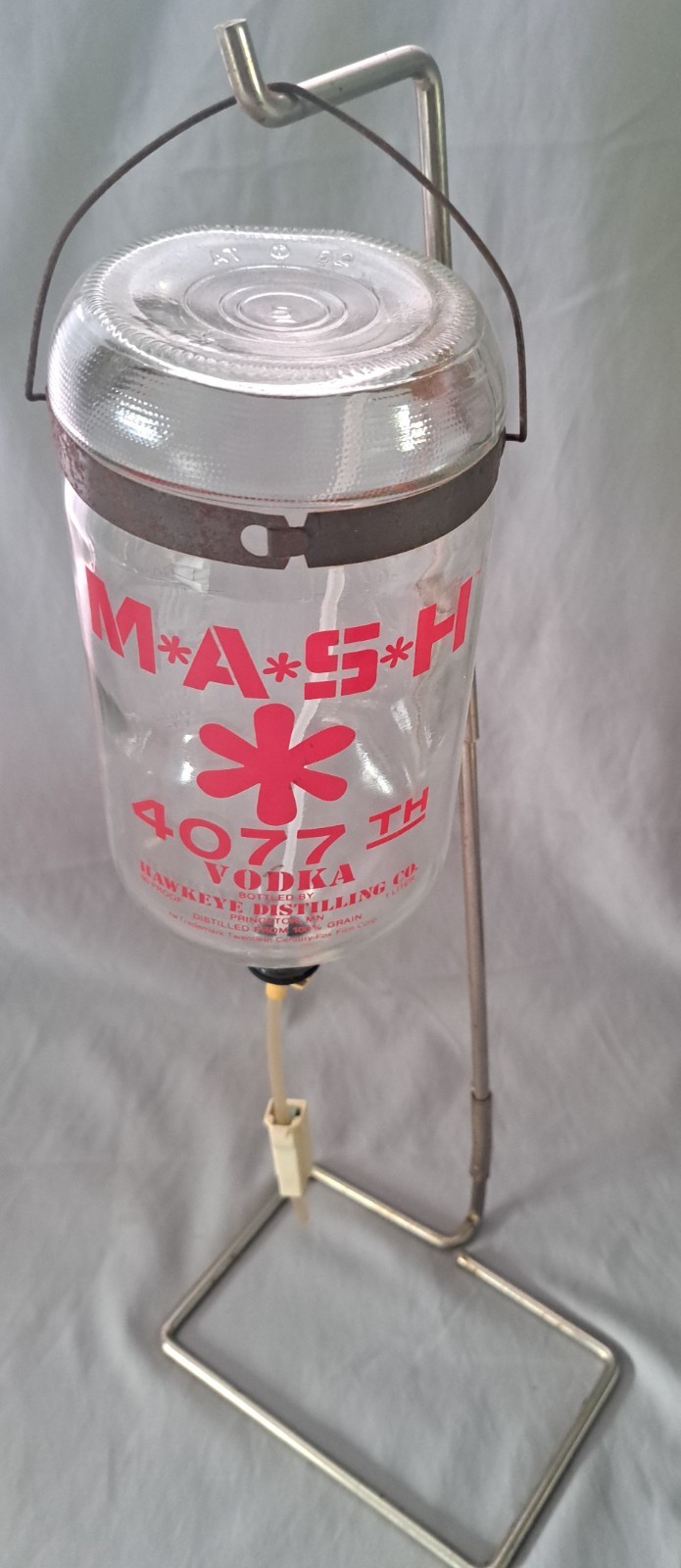 Vintage MASH M*A*S*H 4077th Vodka IV Drip Bottle Dispenser Stand Empty Bar Good