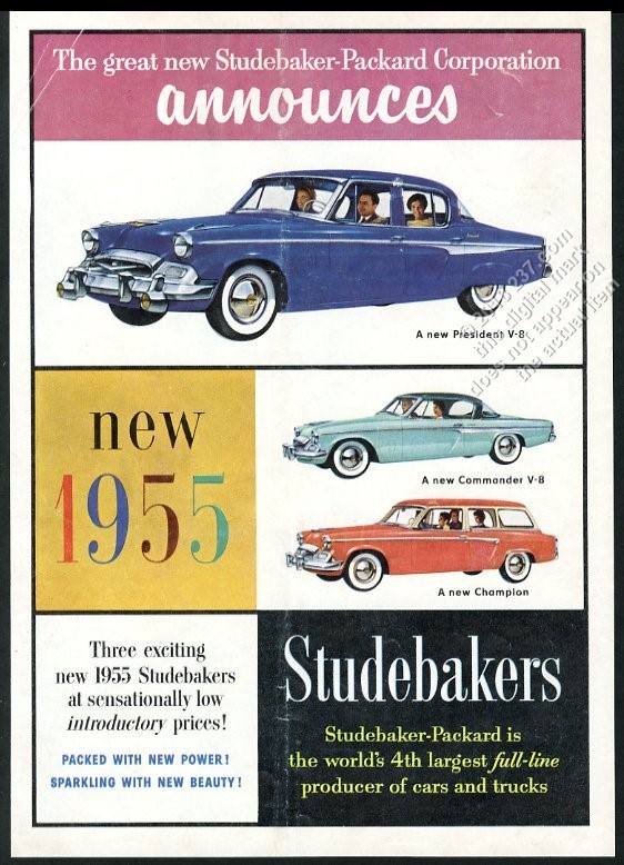 1955 Studebaker President Commander Champion car unusual UK vintage print ad