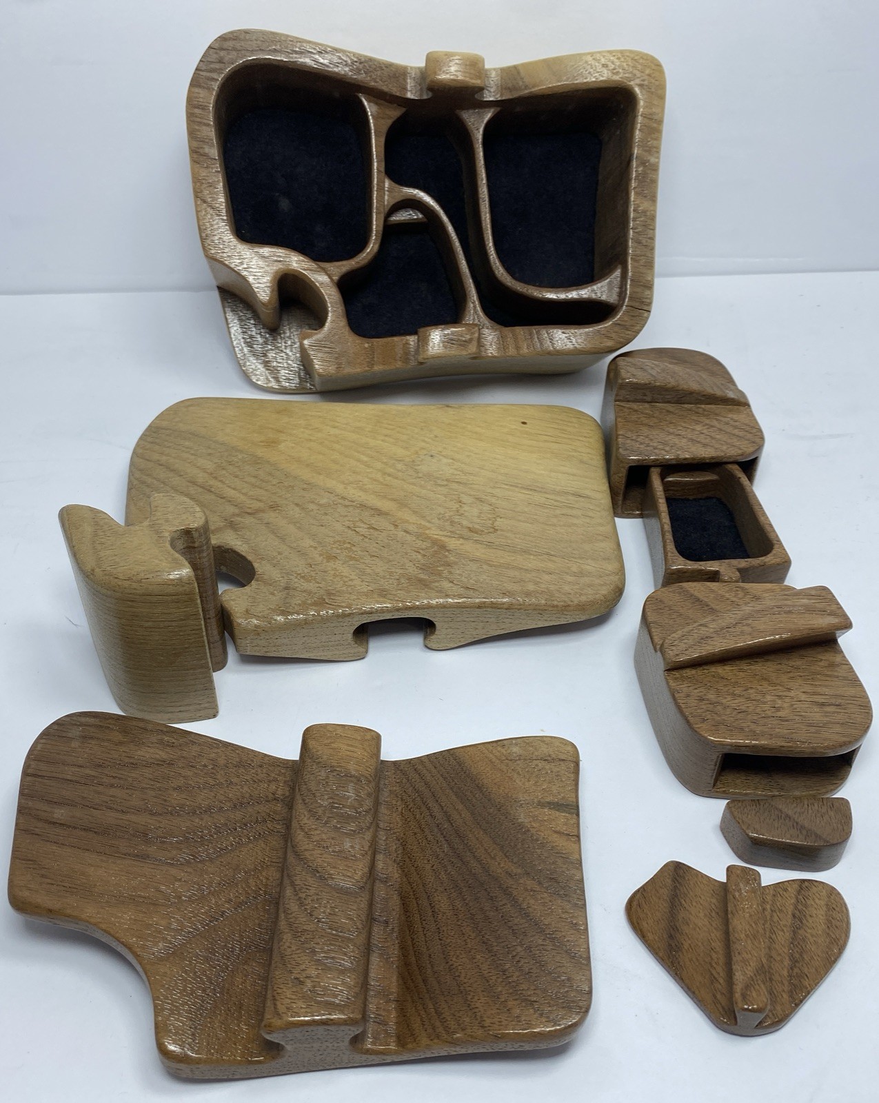Vintage Don Wood Wooden 9-Piece Puzzle Treasure Box Co Signed D. Wood 1998