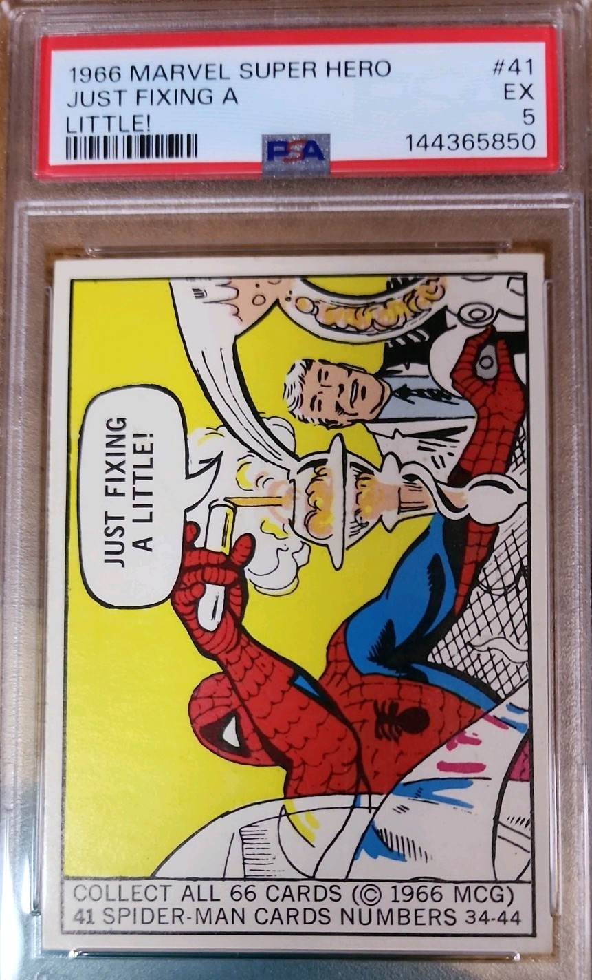 🐲1966 Donruss Marvel Super Heroes #41 Spider-Man PSA 5 Rookie Year Comic Cards