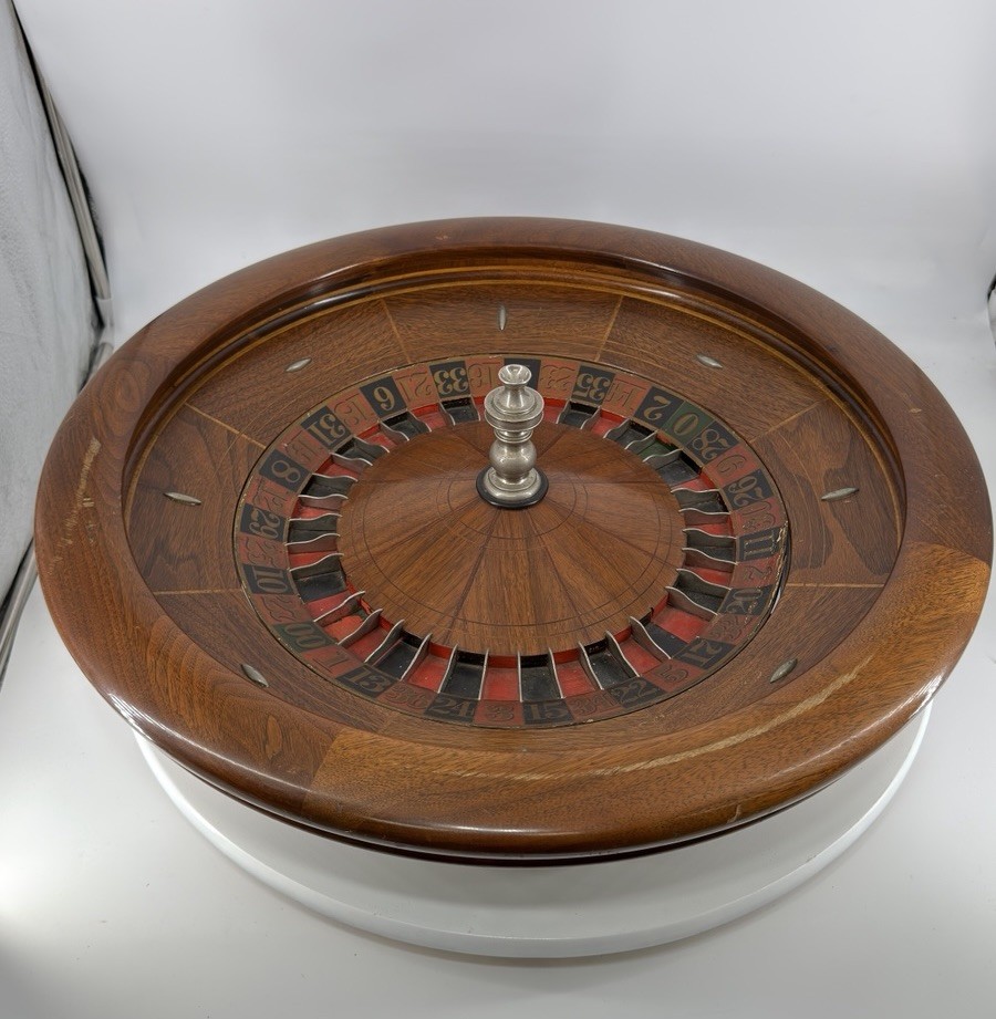Antique Roulette Gambling Wheel 22” Hardwood, Possibly Mahogany Needs Restoring 