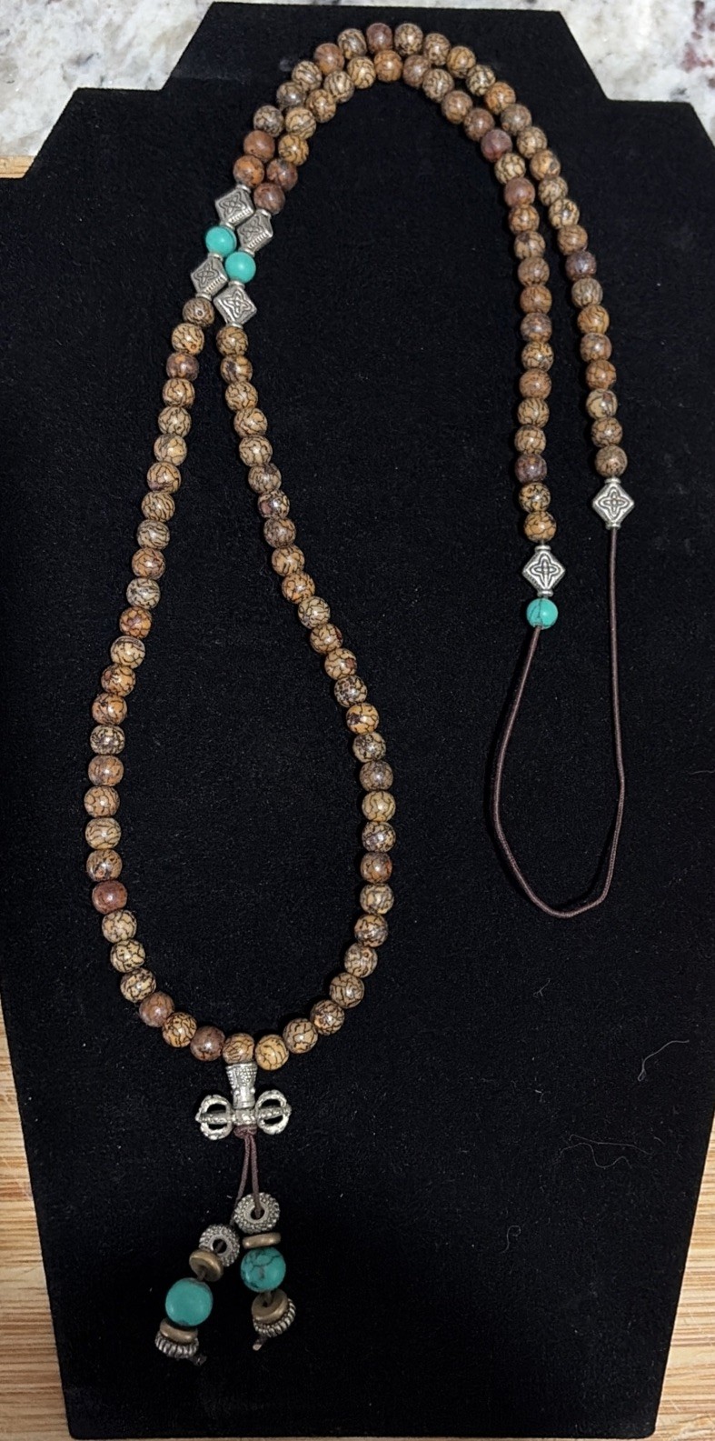 Genuine Star and Moon Bodhi Seed Tibetan Mala Necklace 108 Prayer Beads Vintage