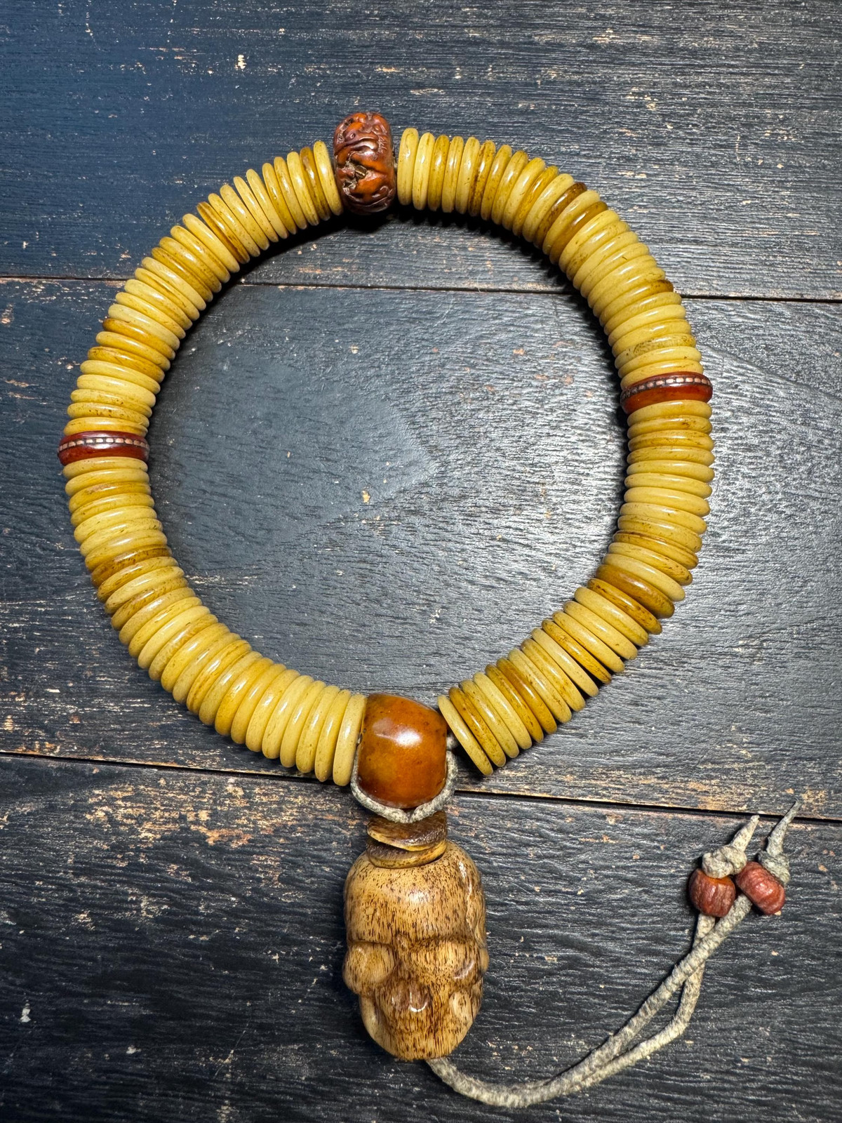 15mm 108 Yak Bone Mala Handheld Prayer Beads | Bodhi Spacers, Agate Guru, Chödo