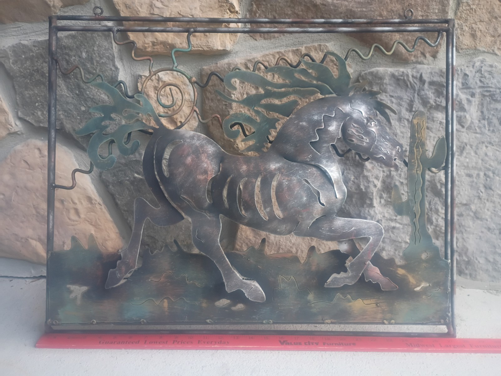 Vintage Hecho en Mexico 3D Metal Horse Wall Art