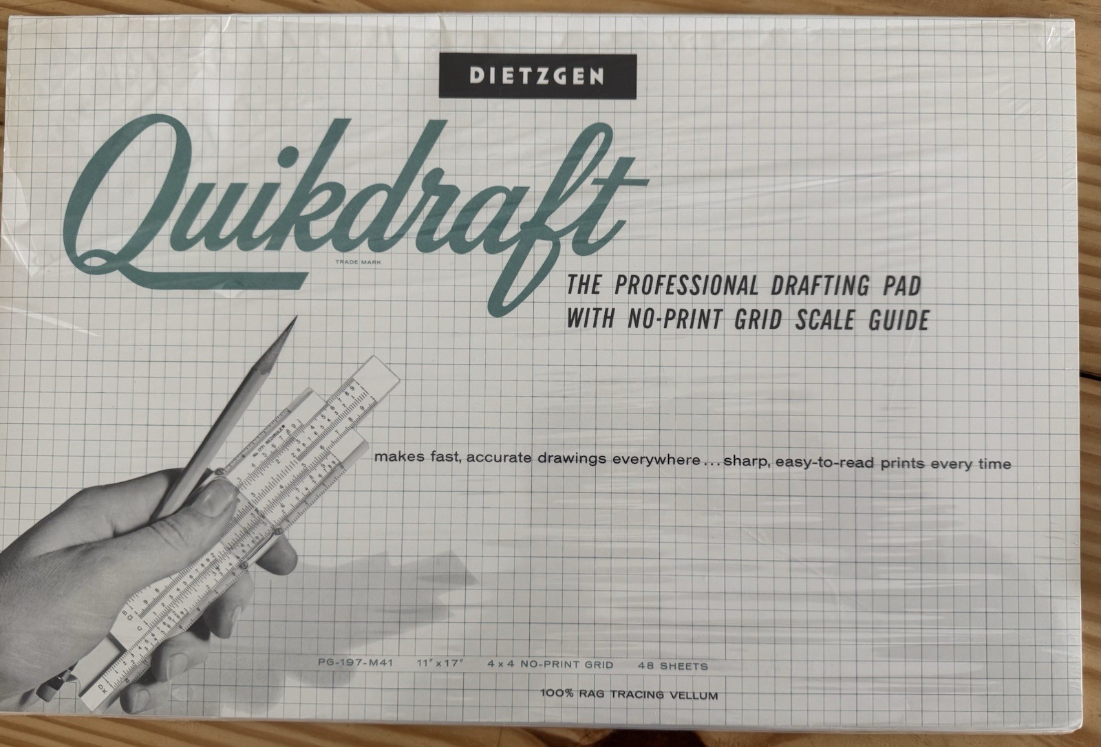 VTG Dietzgen Quickdraft Vellum Rag Tracing Vellum Graph Paper - Unopened 48 Pgs