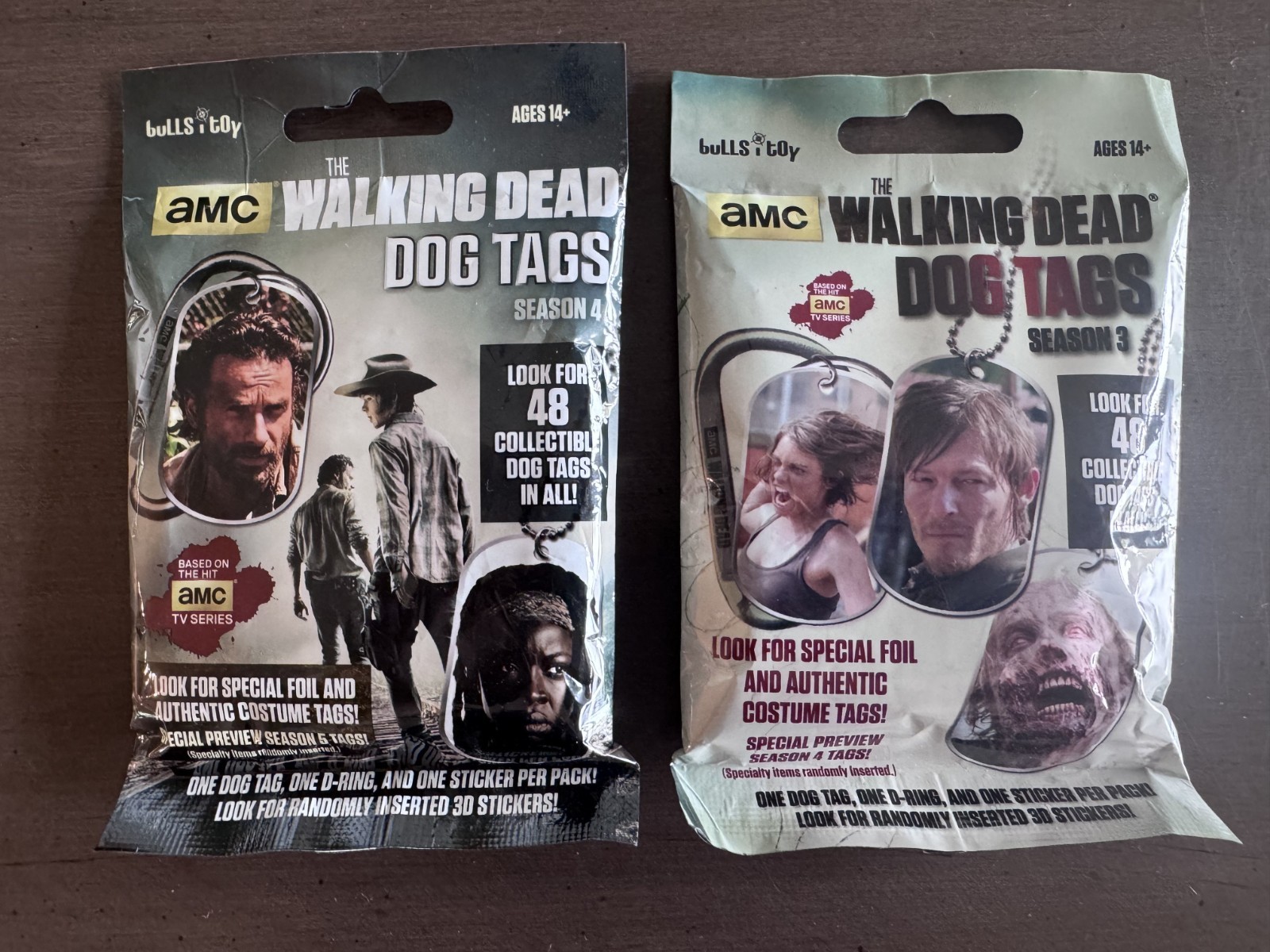 AMC Walking Dead Dog Tags Season 3 & 4 LOT 2 Factory Sealed Packs Bulls-i-Toy AMC Walking Dead Dog Tags Season 3 & 4 LOT 2 Factory Sealed Packs Bulls-i-Toy