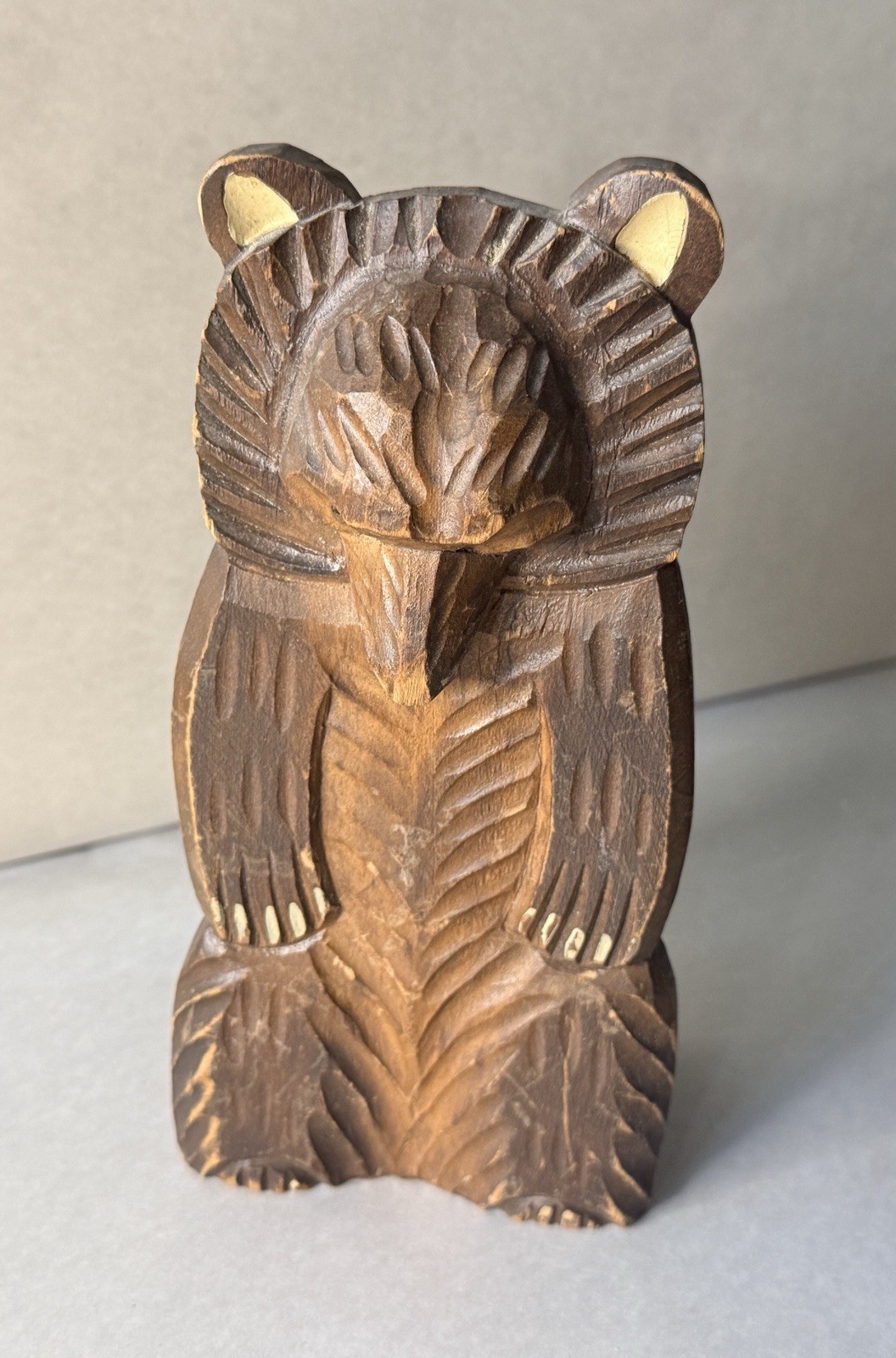 Vintage Made in Germany Carved Wood Bear Pocket Match Holder