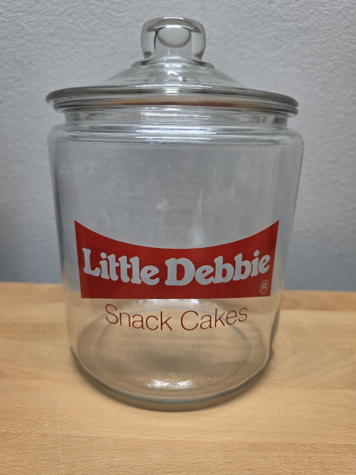 Vintage Little Debbie Snack Cakes Glass Jar Store Display Canister with Lid