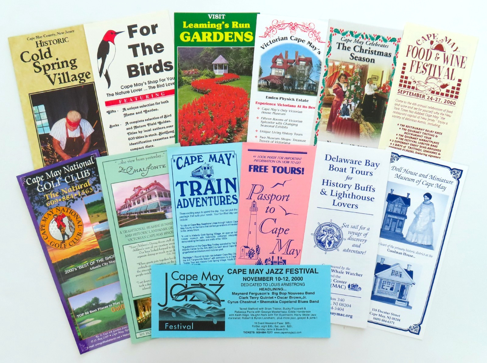 13 Cape May Travel Brochure Lot Vintage 2000 New Jersey Train Tour Festival Golf