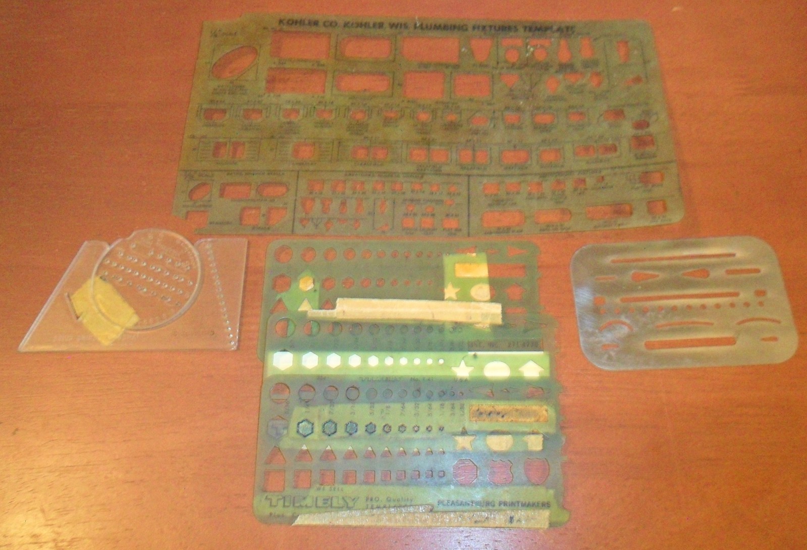 4 Different Drafting Templates, Kohler Plumbing Fixtures, Timely, Eraser, Ames