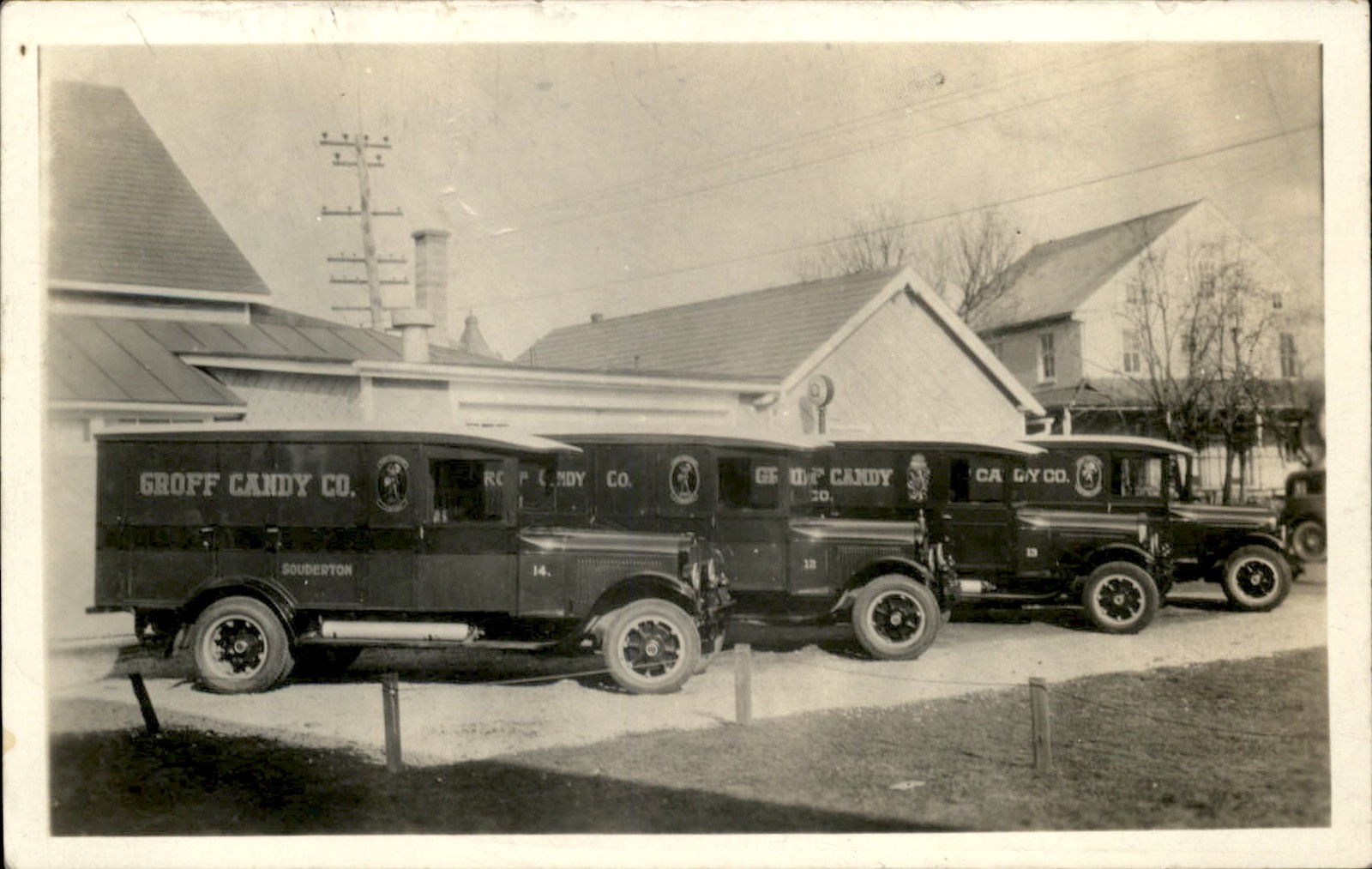 Souderton PA Groff Candy Co Delivery Trucks c1926-1940s RPPC Vintage Postcard Souderton PA Groff Candy Co Delivery Trucks c1926-1940s RPPC Vintage Postcard