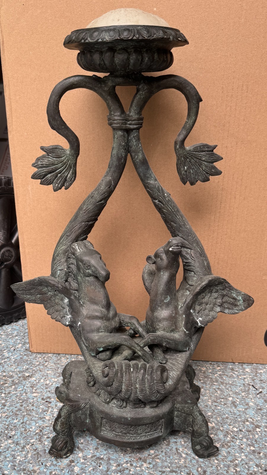 Vintage Maitland Smith bronze candle holder/stand neoclassical 