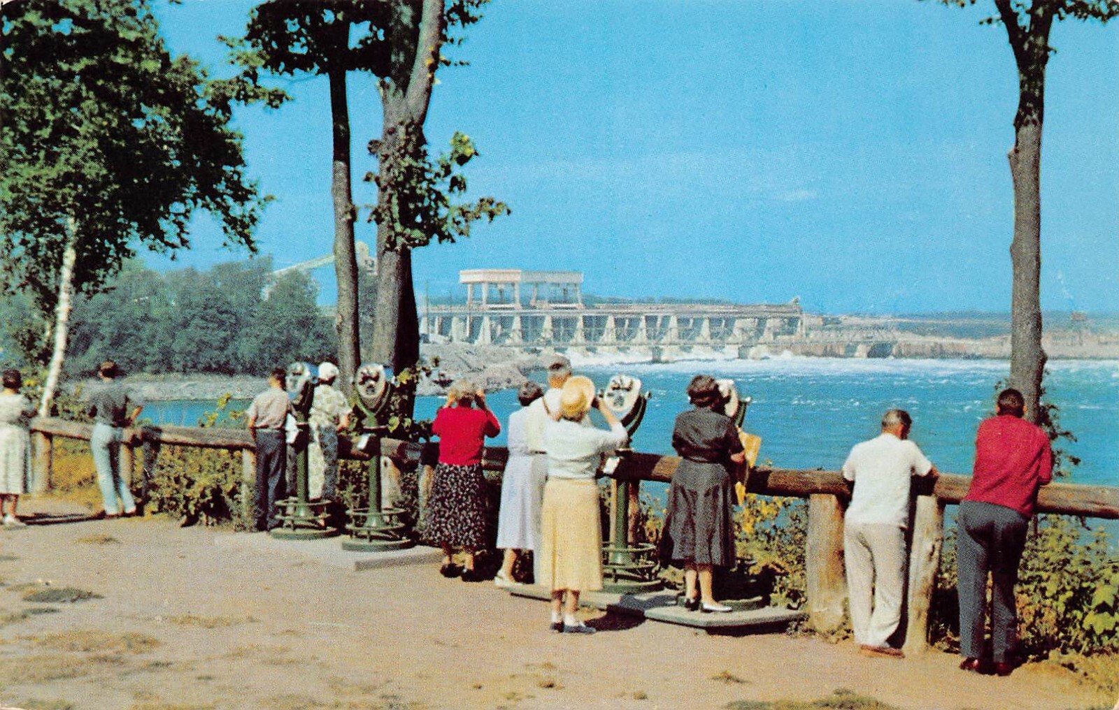 Massena NY New York St Lawrence River Seaway Construction Dam Vtg Postcard B47
