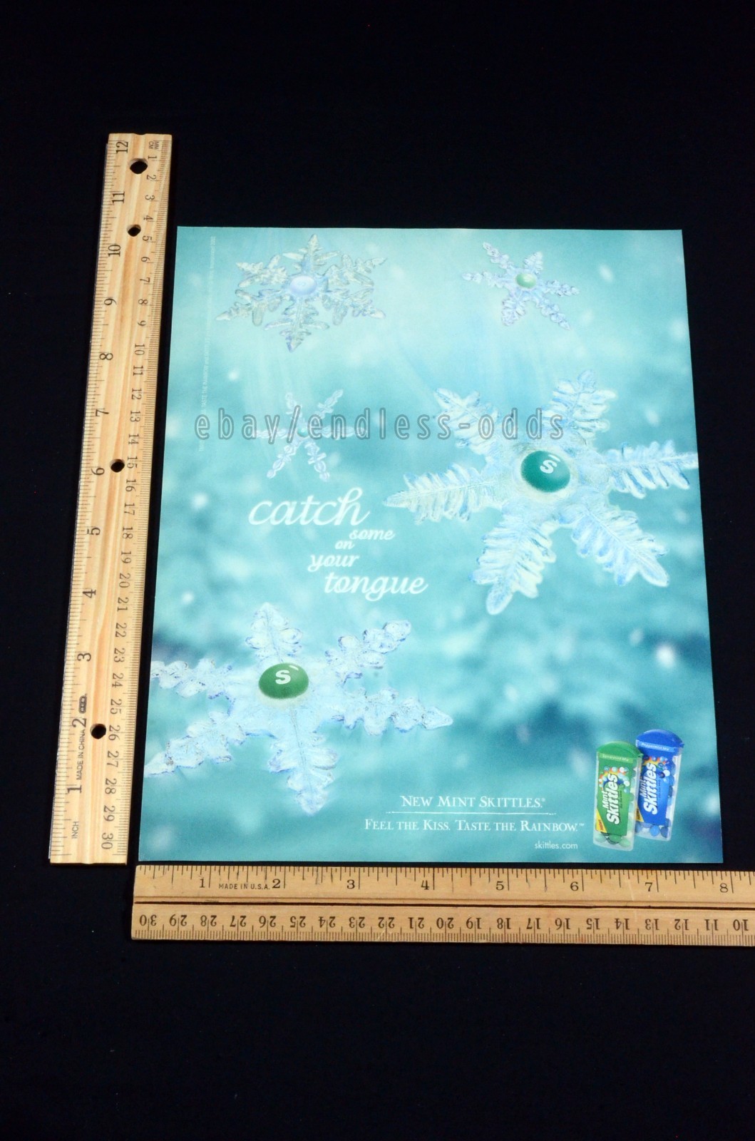 2002 Mint Skittles Candy Snowflakes Magazine Page Print Ad Poster 2000s Y2K