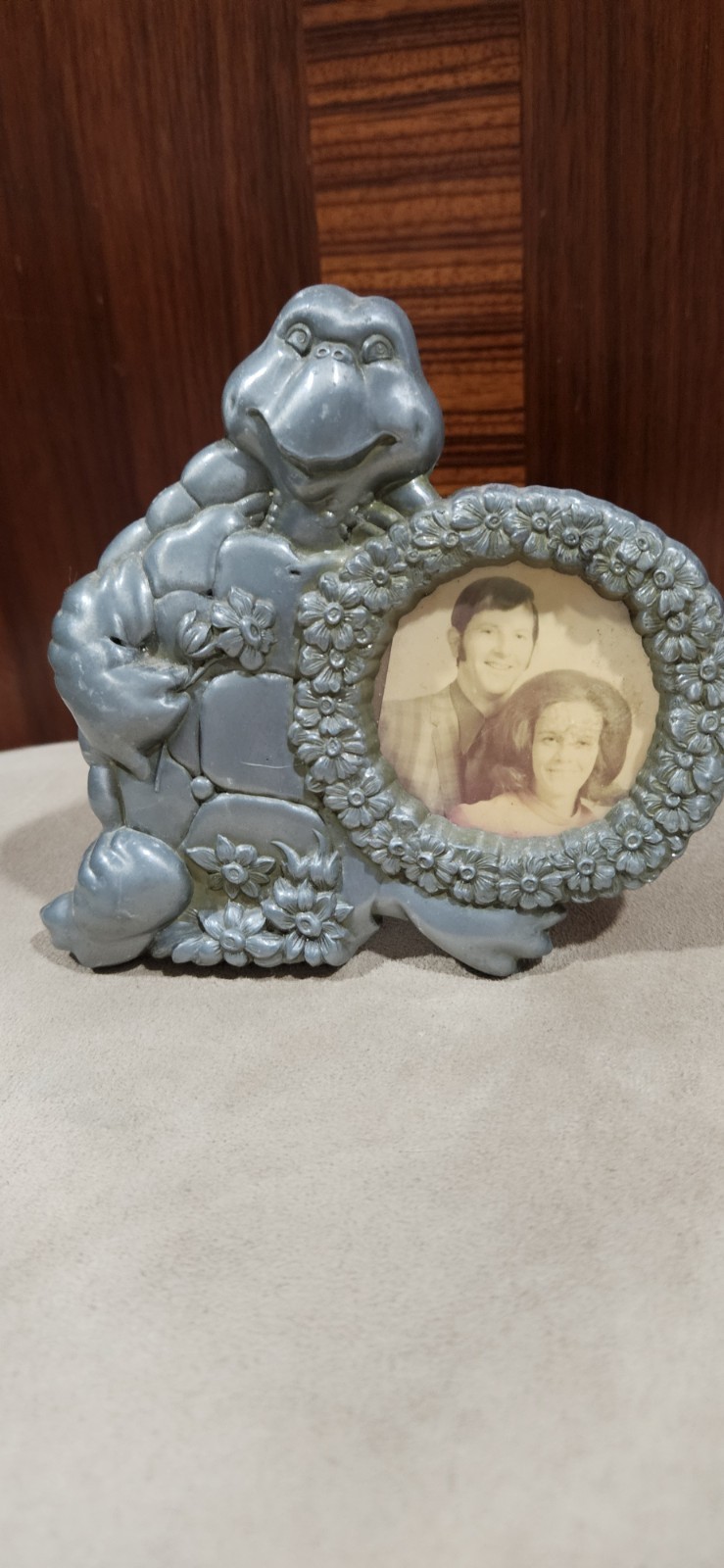 Hallmark 1981 Pewter Whimsical Turtle Picture Frame