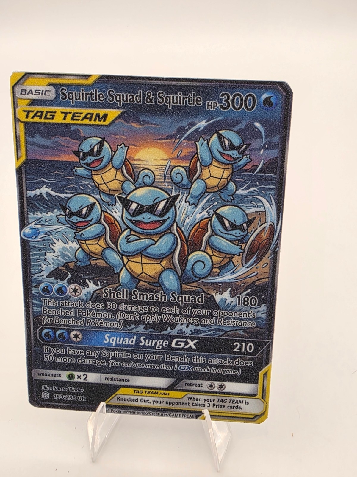 CUSTOM FAN ART Squirtle Shades Tagteam Holo Card