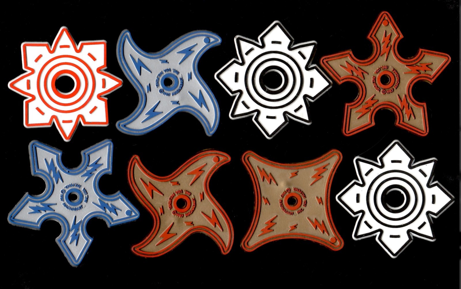 MagnaDart Shuriken Throwing Star 8x Lot Vtg Novelty Magnet Rubber Fridge