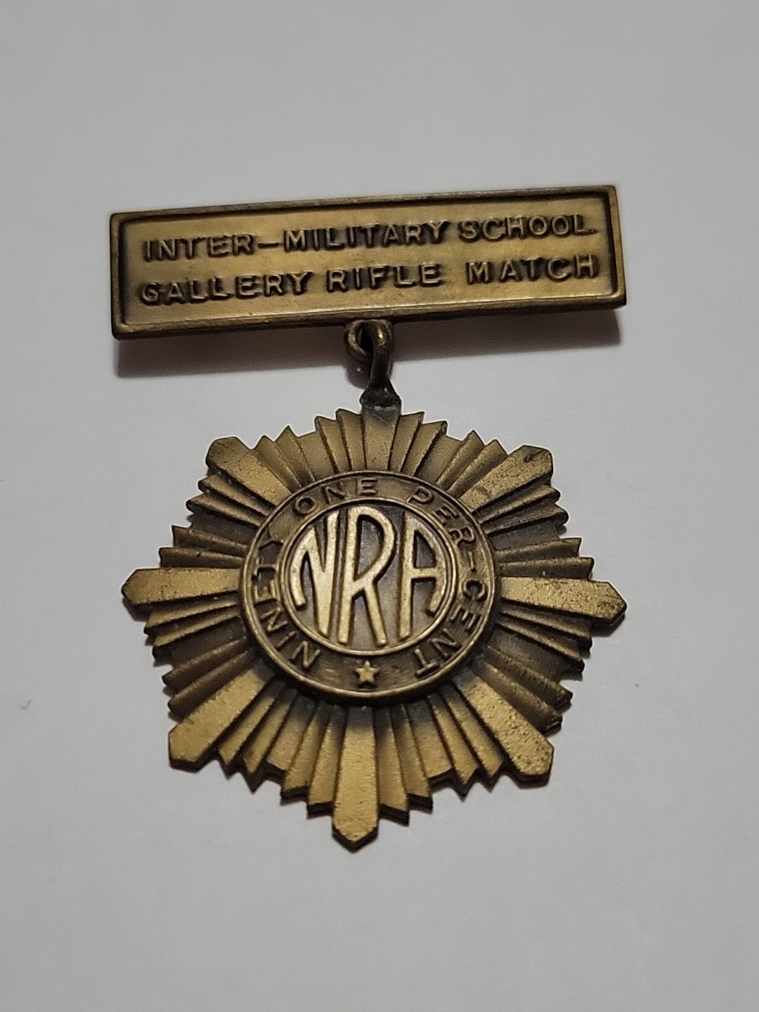 Vintage 1930s NRA Military School Rifle Match Medal Award Brass