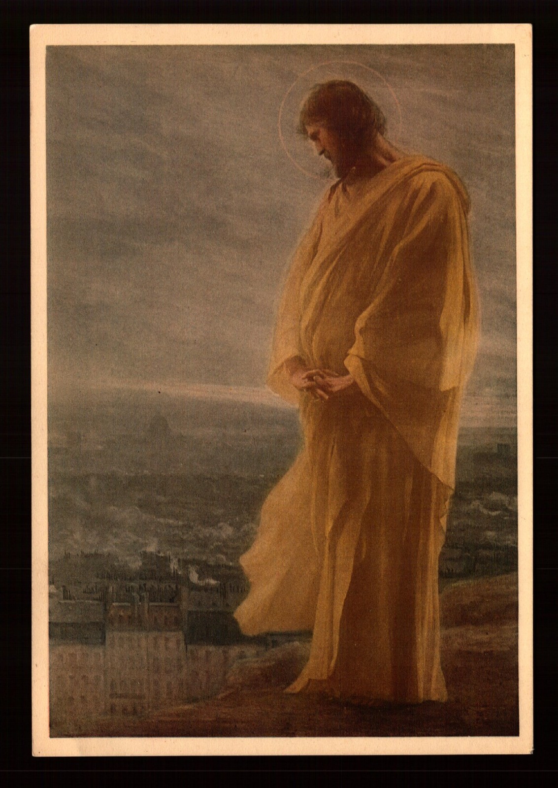 POSTCARD : ART - ARTIST SIGNED - PAUL FLAUDRIN - CHRIST MOURNING OVER JERUSALEM