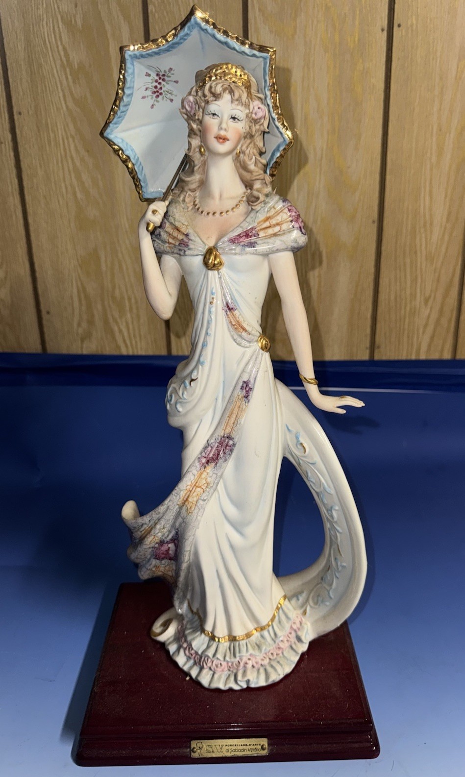 Vittorio Sabadin Figurine Capodimonte Porcelain Woman With Parasol