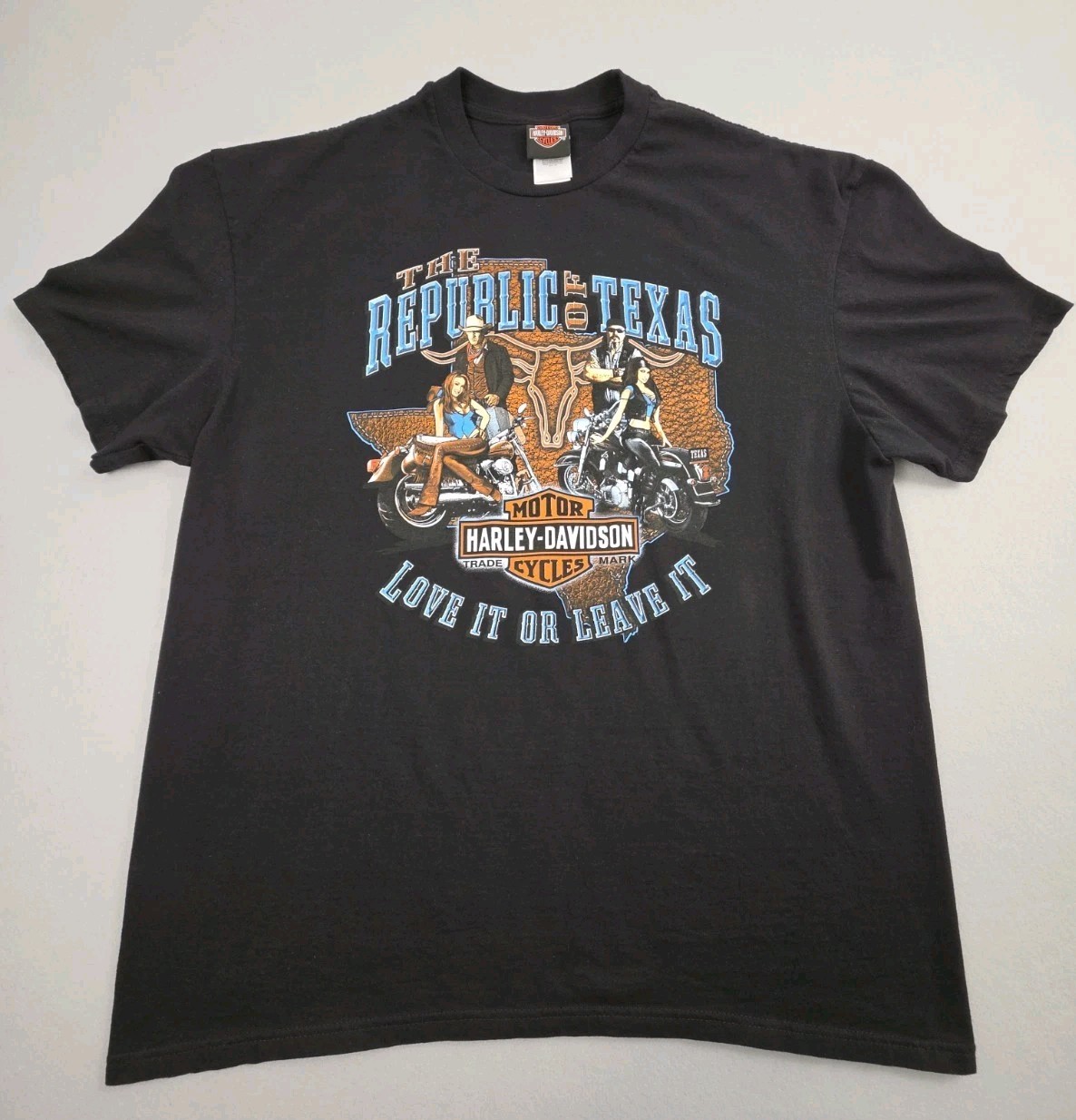 Vintage Harley Davidson T Shirt Men 2XL Black Republic Texas San Antonio Tee