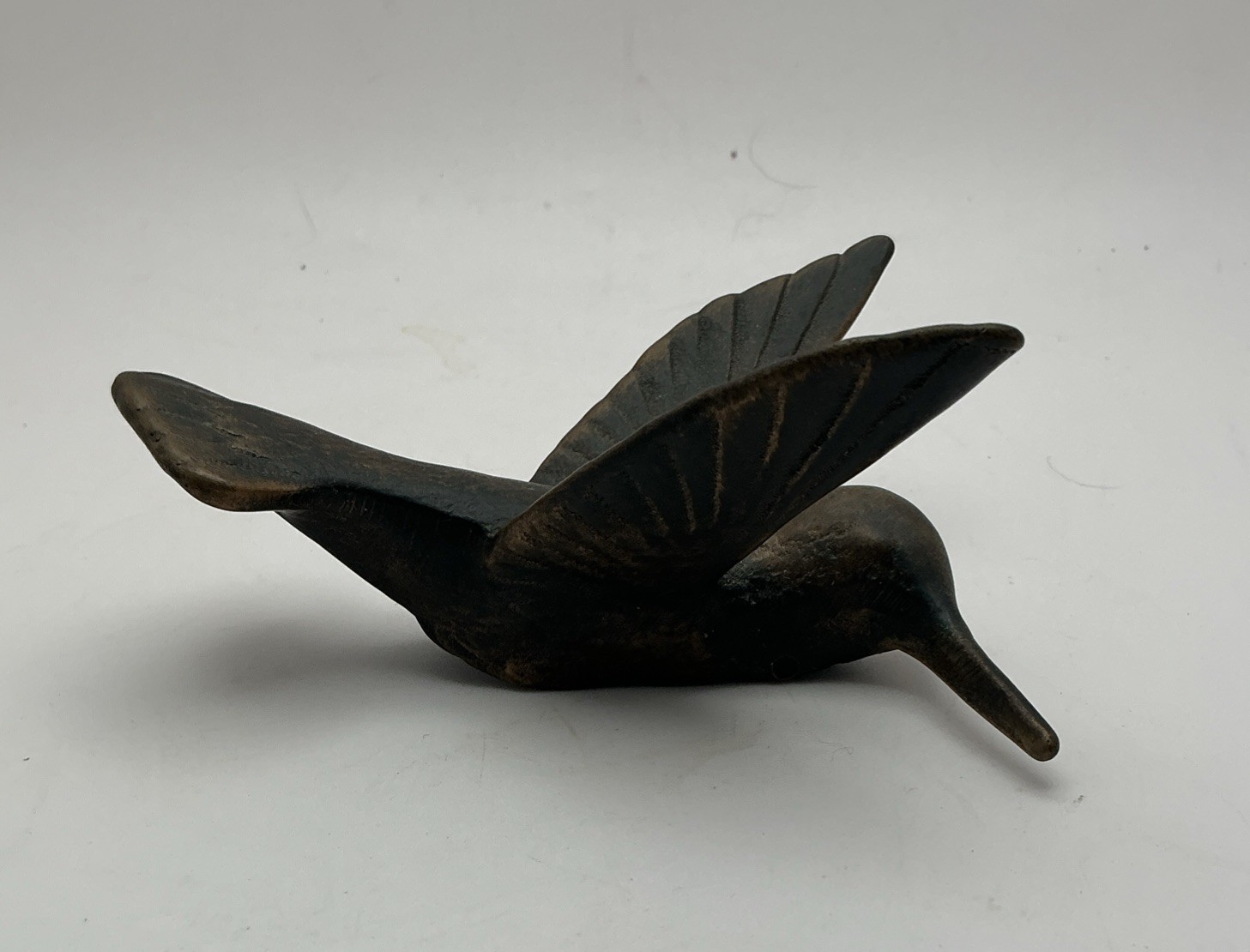 Vintage Bronze Hummingbird Figurine Patina Paper Weight Vintage Bronze Hummingbird Figurine Patina Paper Weight