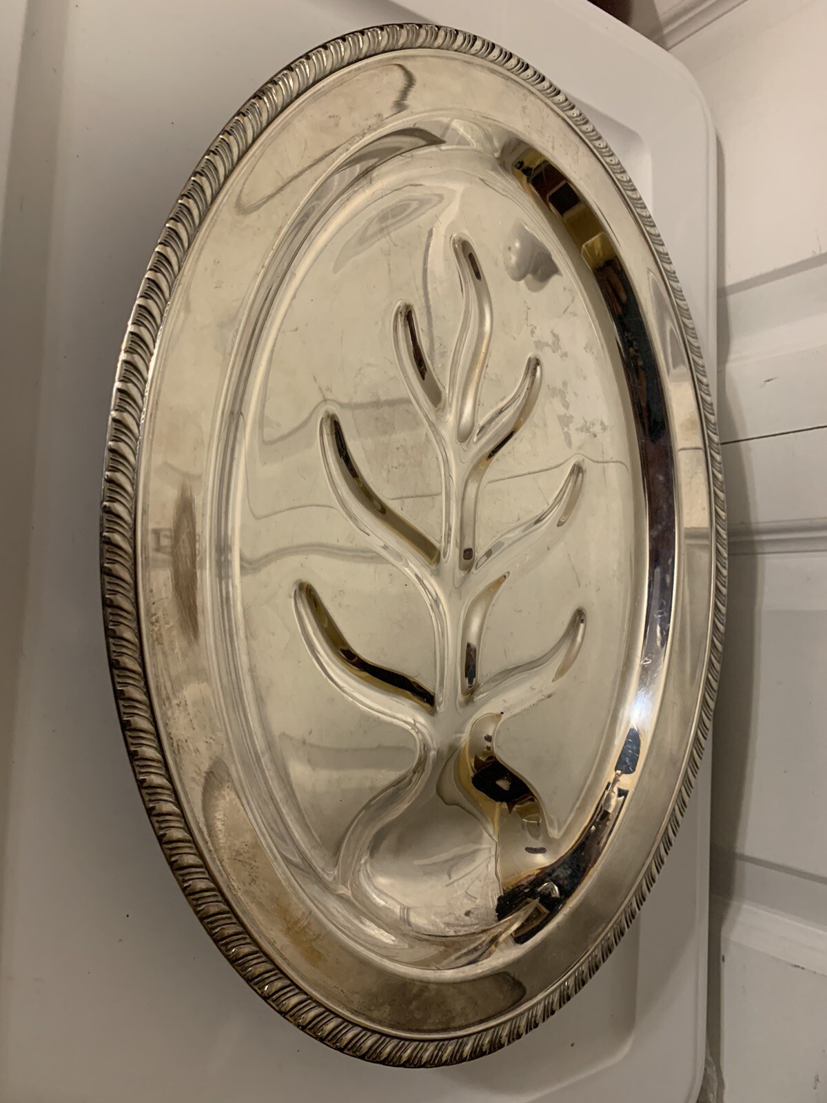 Silver plate Oval Meat Platter Footed \