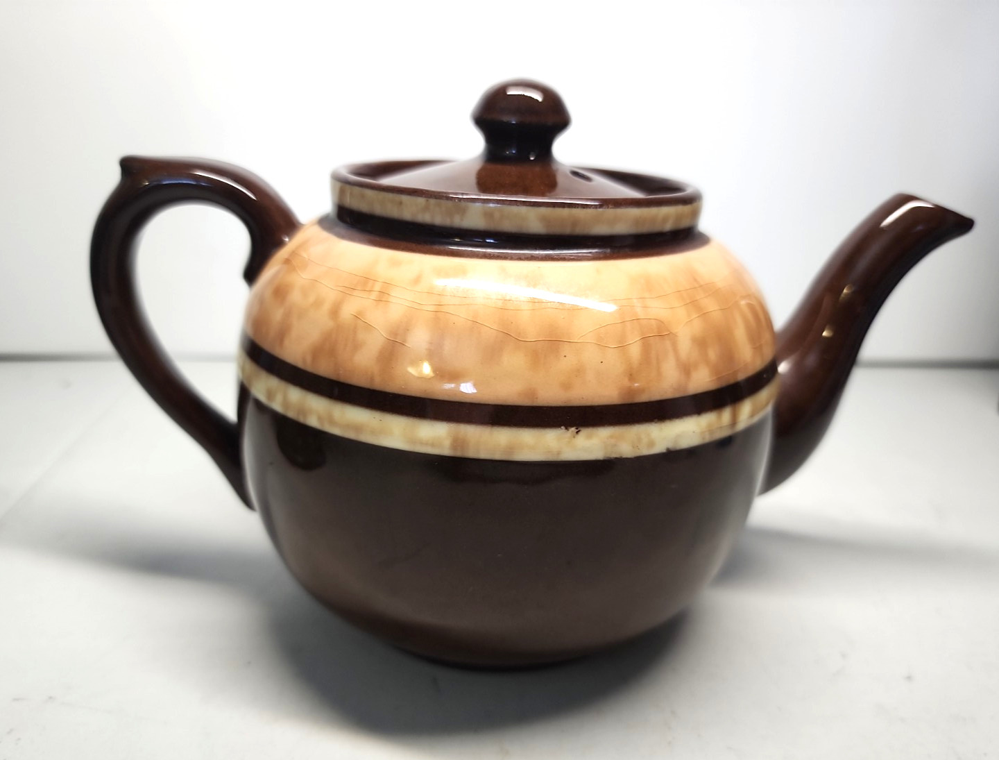 Vintage 1930s  Sudlow\'s  Brown Betty Teapot, England Brown/Tan Marbling