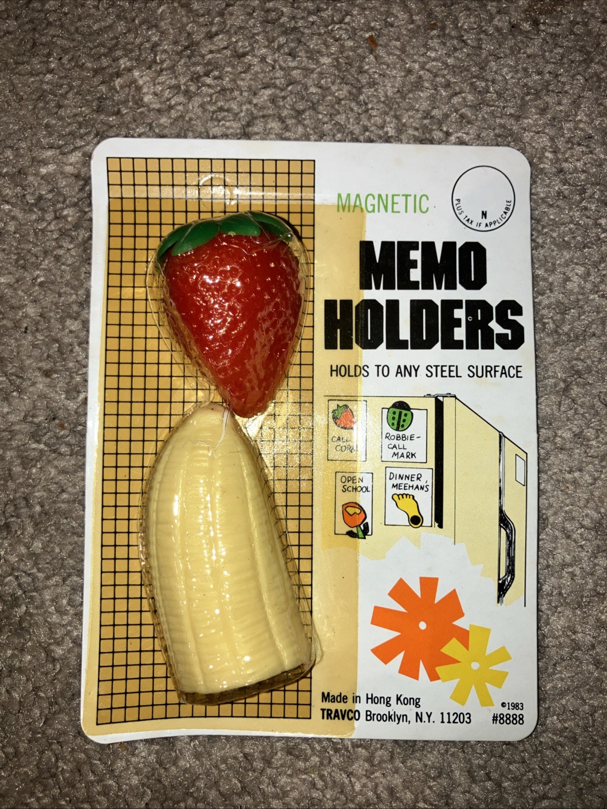 Vintage Travco Pair Of magnetic Refrigerator Magnets Strawberry & Banana NOS