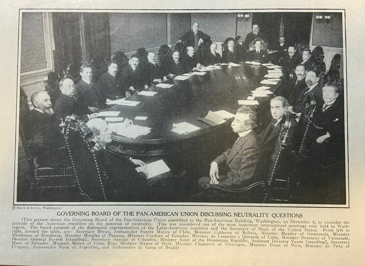 1915 Vintage Magazine Illustration Governing Board Pan-American Union