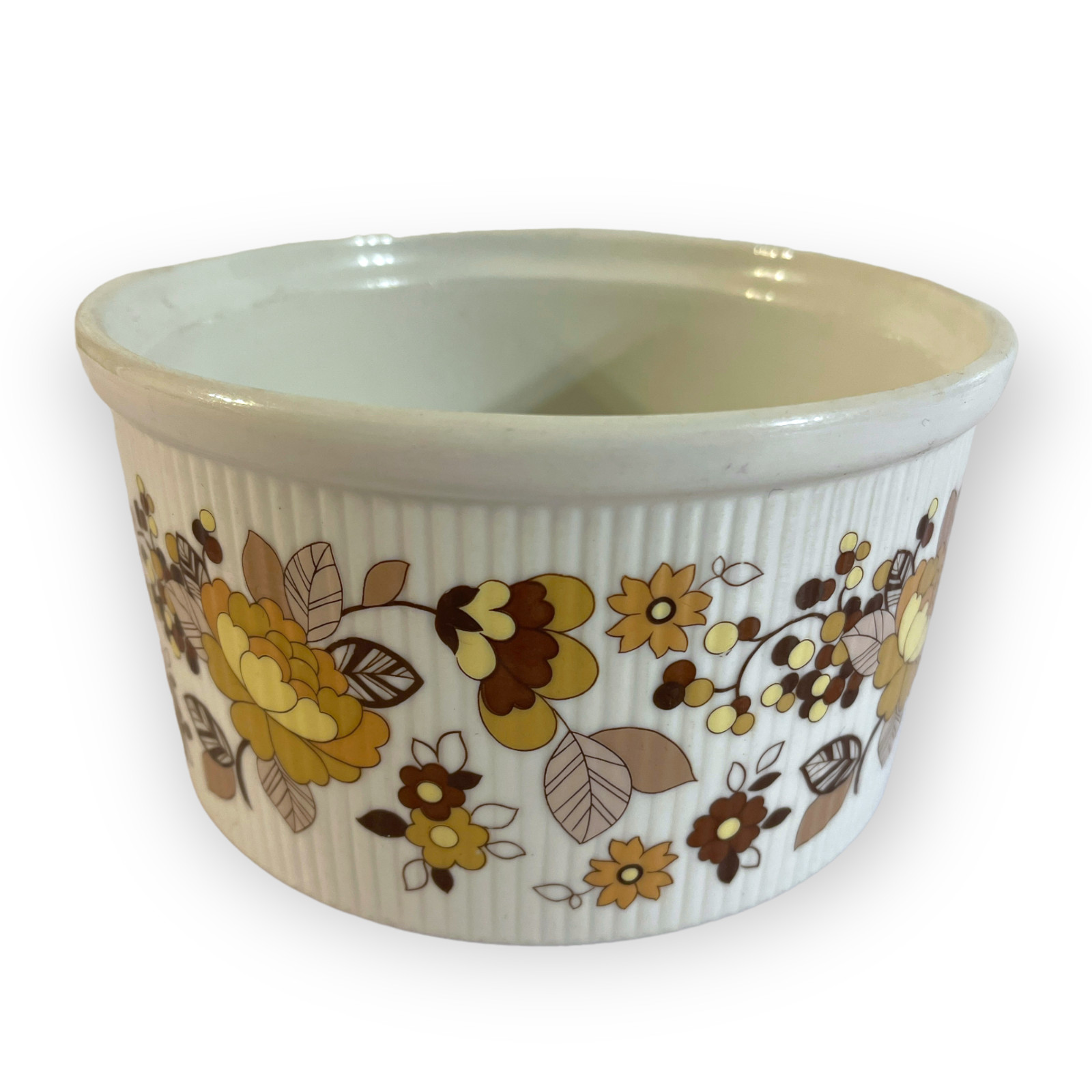 Vintage 70s Royal Doulton Indian Summer Casserole Round Dish Floral Cookware