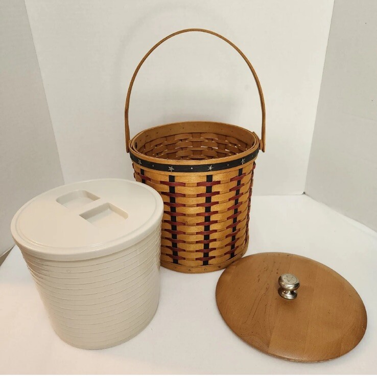Longaberger Proudly American 2004 Ice Bucket Basket Set