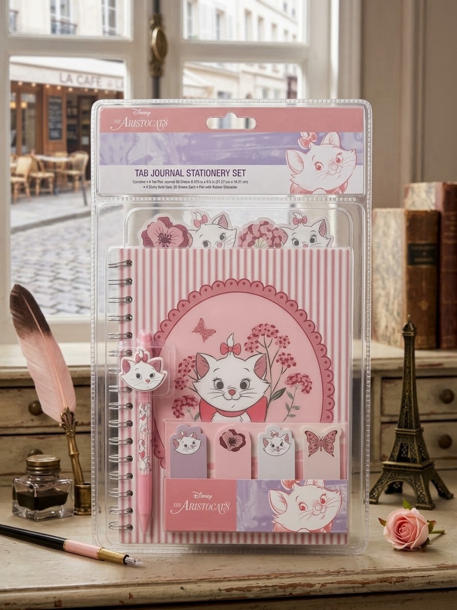 Adorable Marie Disney Aristocats pink tab journal stationery set with marie Adorable Marie Disney Aristocats pink tab journal stationery set with marie