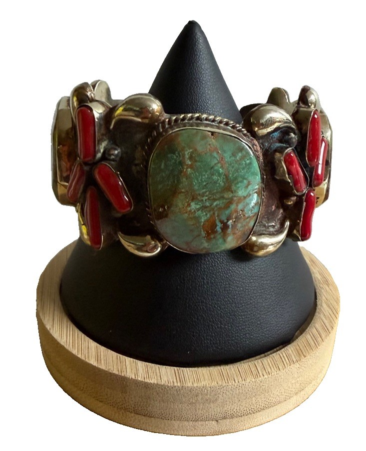 Turquoise (3)Slab Easter Blue/ Red Coral (10) piece Branch Cuff 98gm Turquoise (3)Slab Easter Blue/ Red Coral (10) piece Branch Cuff 98gm