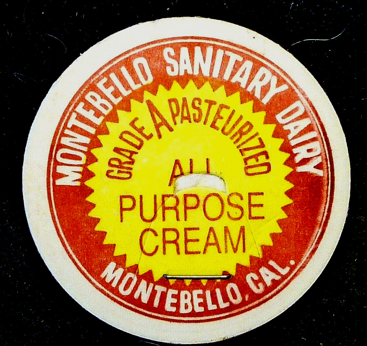 MONTEBELLO SANITARY DAIRY - MONEBELLO. CA   -Milk BOTTLE CAP - 42mm