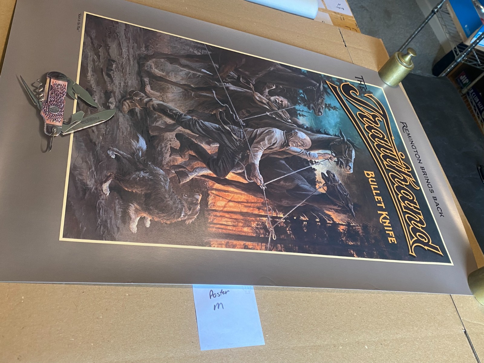 LW Duke REMINGTON Trailhand Bullet Knife POSTER Knot in the Plan 30 x 20