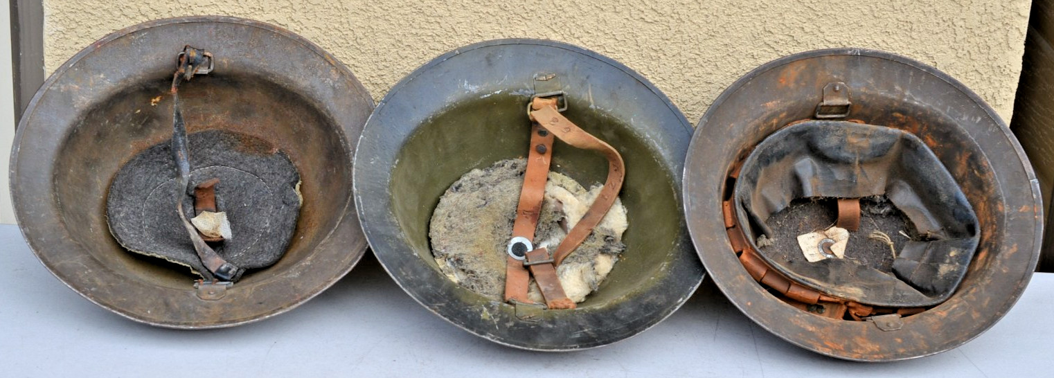 LOT OF 3 WW1 US ARMY  DOUGHBOY HELMET ALL ORIGINALS US MILITARY WWI GREAT WAR