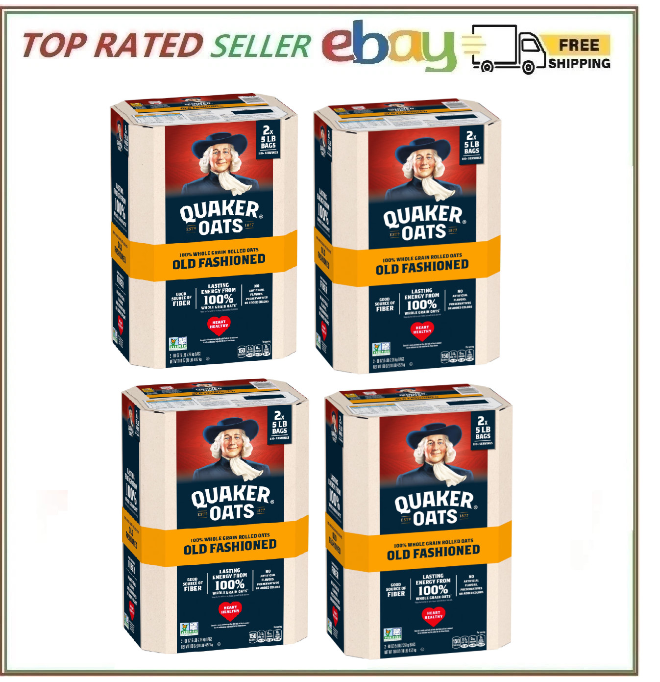 4 Pack - Quaker Old Fashioned Oats 160 oz., 2 pk.