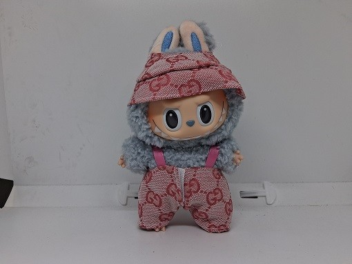 Labubu Designer Pink Overalls and Hat Outfit GC (Pink) - Clothing for Labubu