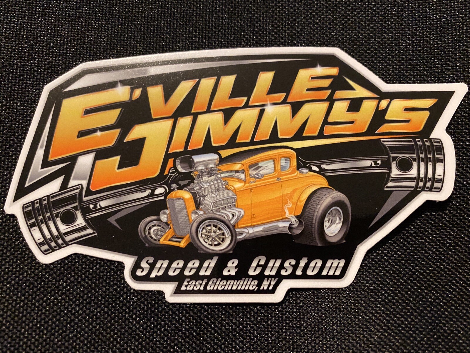 HOT ROD STICKER E’ville Jimmy’s Speed & Custom v2.0   5x3” Glossy Vinyl Decal