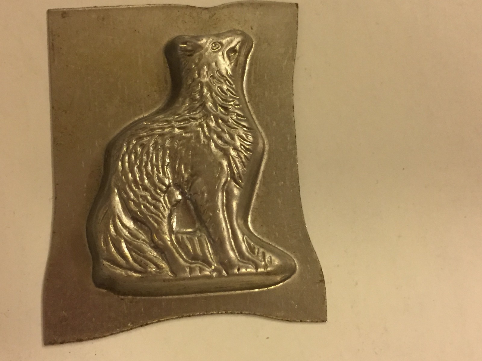 1960\'s Vintage Tiny Fox or Wolf Single Chocolate/Butter Pat Mold~Tin~CH376 1960\'s Vintage Tiny Fox or Wolf Single Chocolate/Butter Pat Mold~Tin~CH376