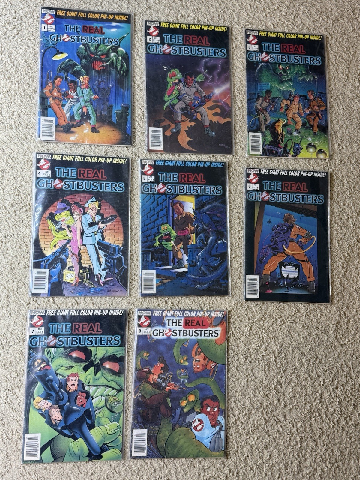 The Real Ghostbusters #1-8 NOW Comics 1988-89 Newsstand All Pin-Ups Intact