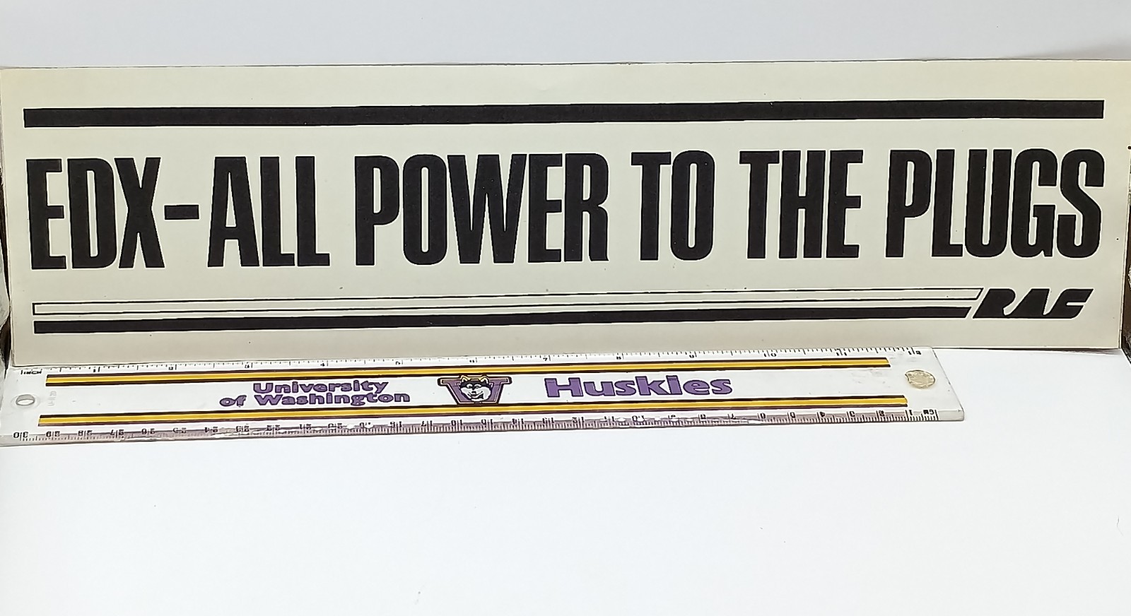 EDX ALL POWER TO THE PLUGS Vtg Sticker Decal (refers to Ducati Desmo450 EDX)  