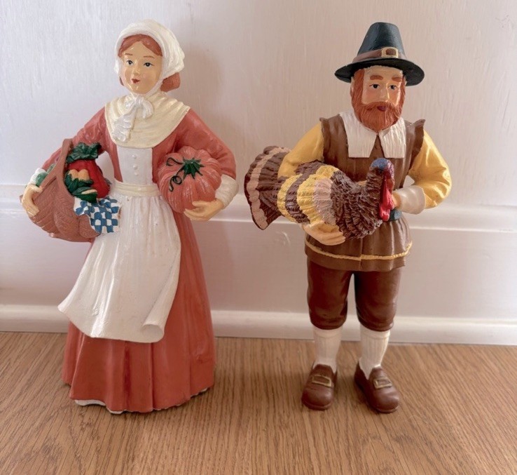 Vintage Thanksgiving Pilgrim Man & Woman Decor Pieces
