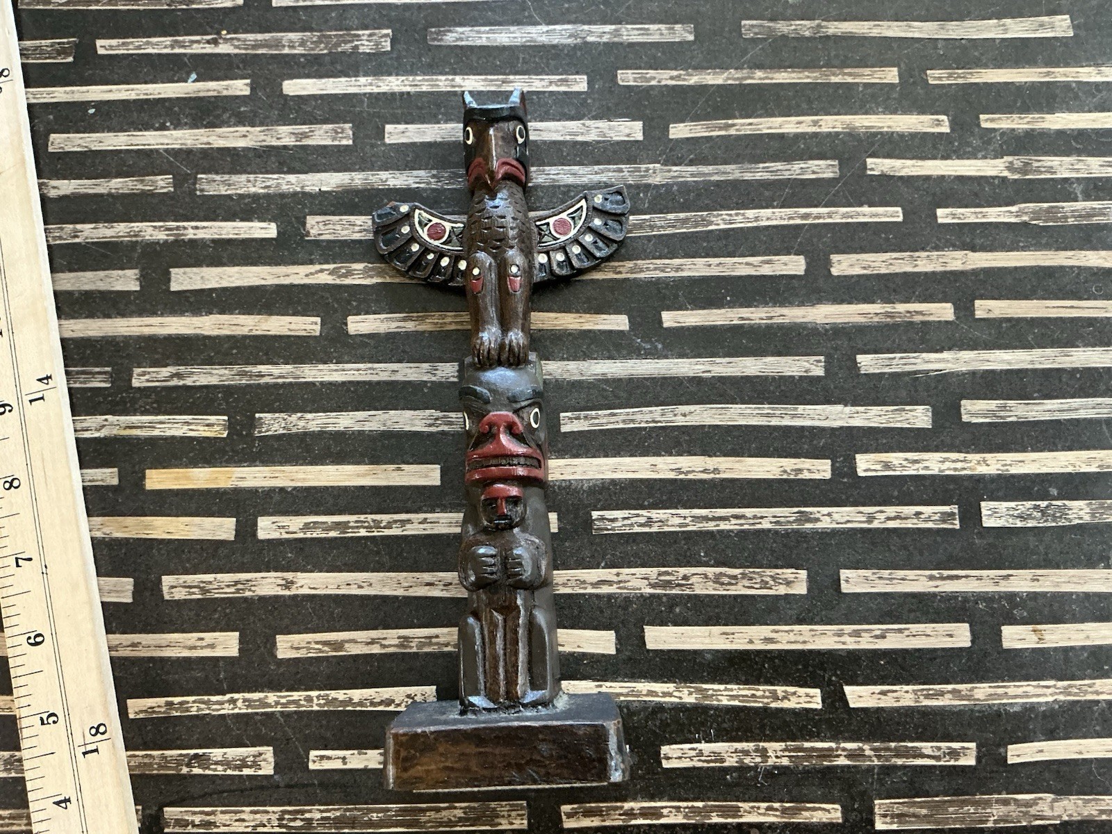 Vintage BOMA Canada Hand Painted Totem Pole Figurine 7
