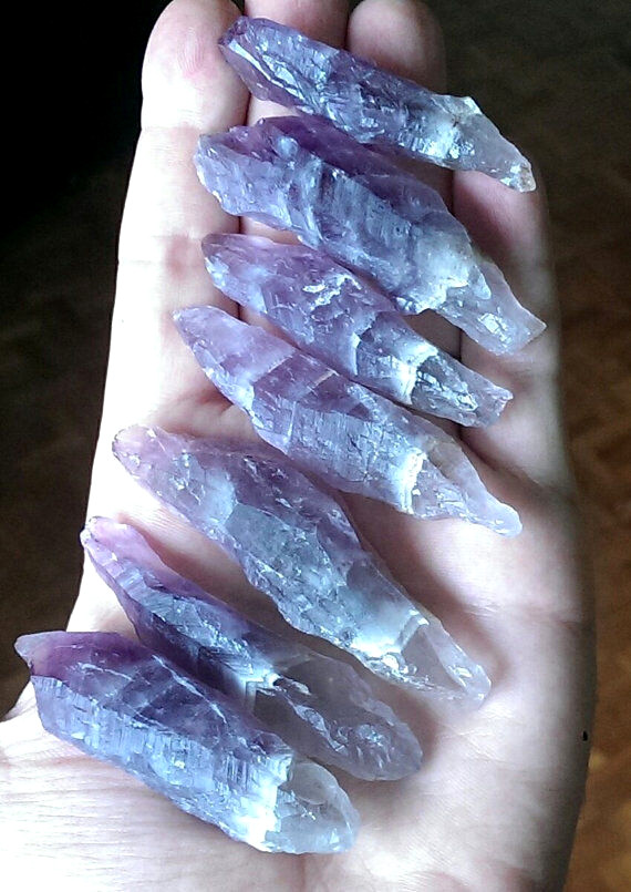 1 AURALITE 23 Crystal Wand Amethyst Smoky Quartz Ajoite Cacoxenite Super Seven