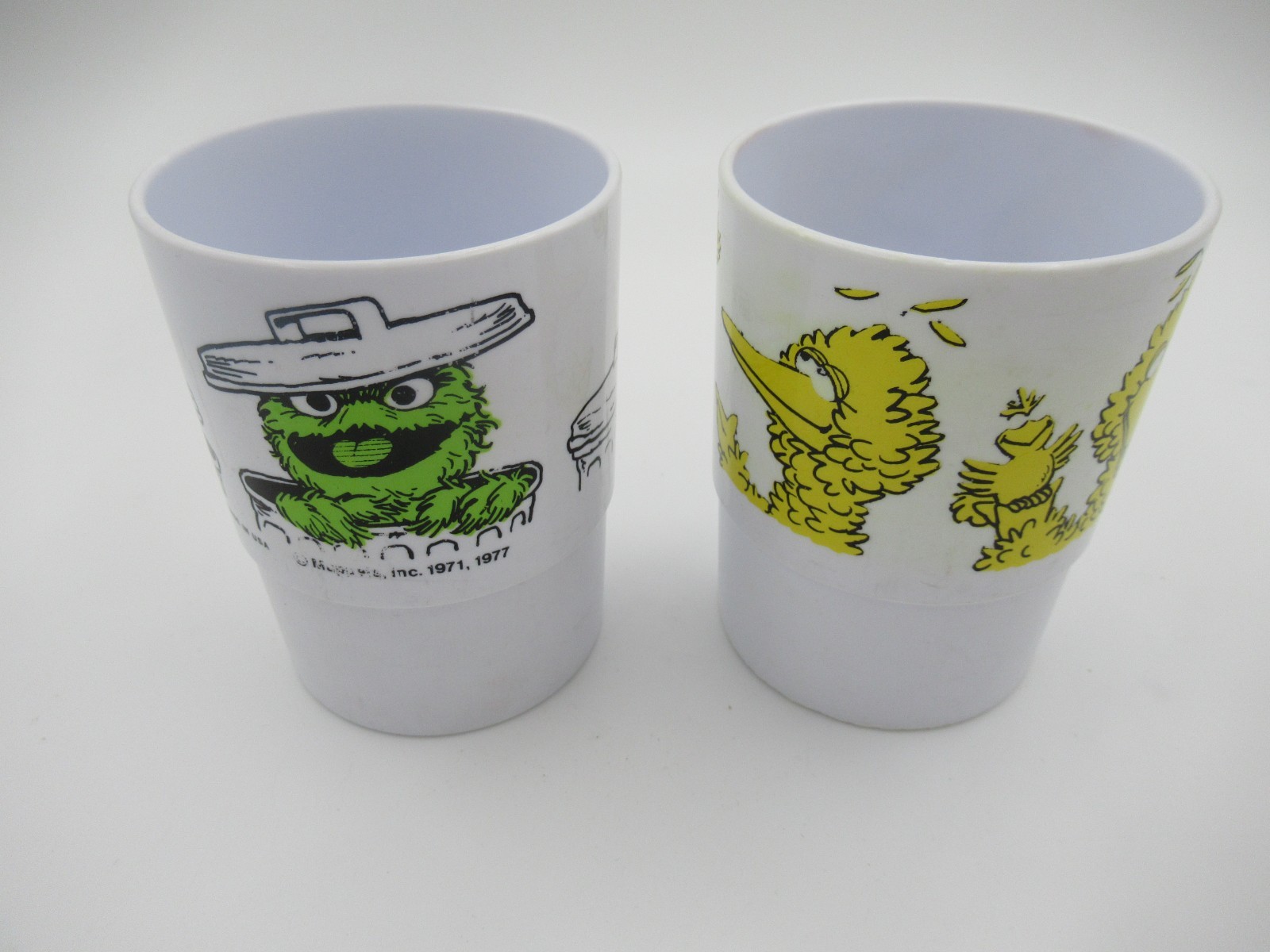 Vintage 1971 1977 Muppets Sesame Street Oscar And Big BirdPlastic Cups \