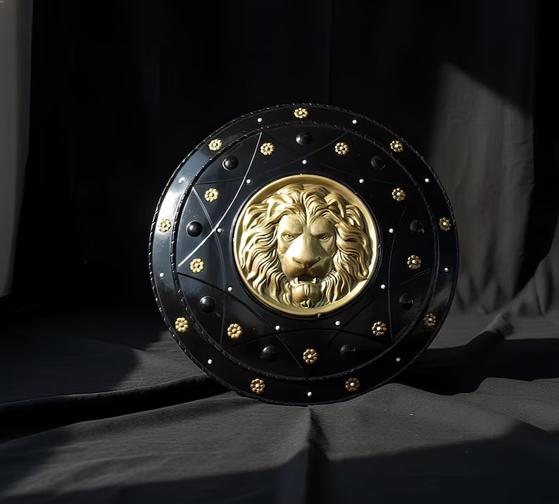 Medieval Lion Shield Handmade Steel Viking Warrior Cosplay Armor Prop Gift