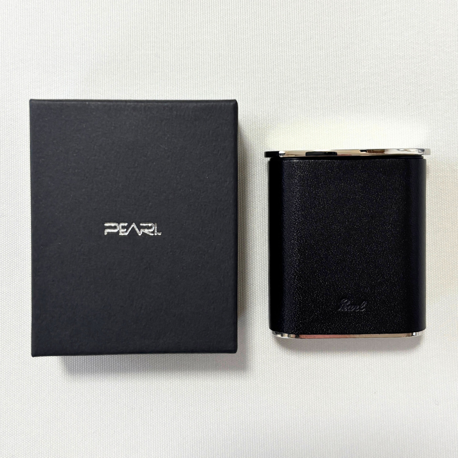 Tsubota Pearl Portable Ashtray Tasca Genuine Leather Wrapped Brass Japan New
